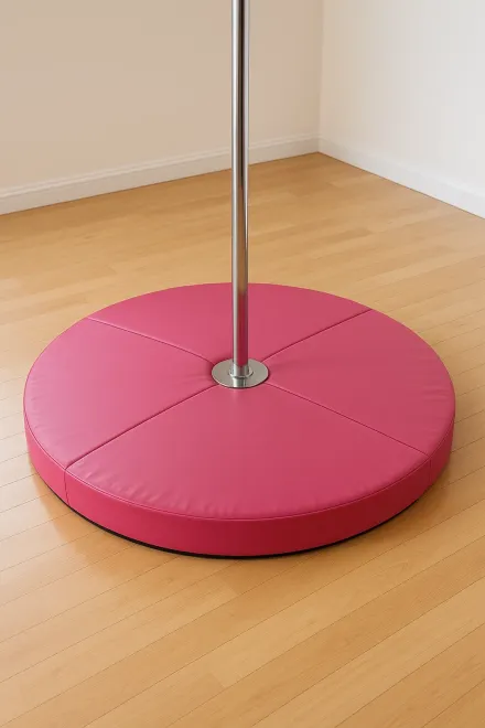Colchoneta para pole dance colocada en base de barra