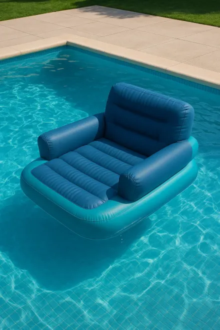 Inflatable pool chair float with cup holder