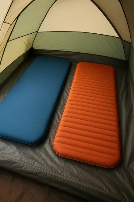 Colchoneta para camping dentro de tienda de campaña