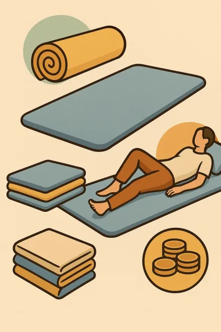 Person using a single mat indoors