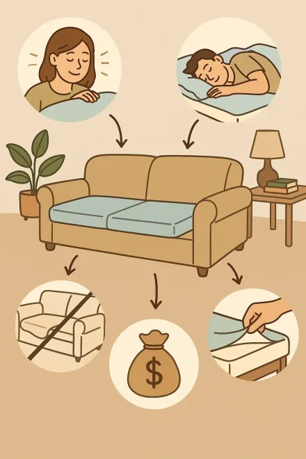 Removable topper for a sofa bed