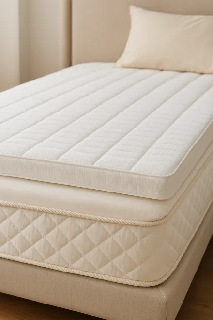 Memory foam bed topper placed on a mattress