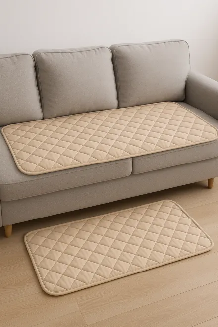 Padded sofa topper in a modern living room