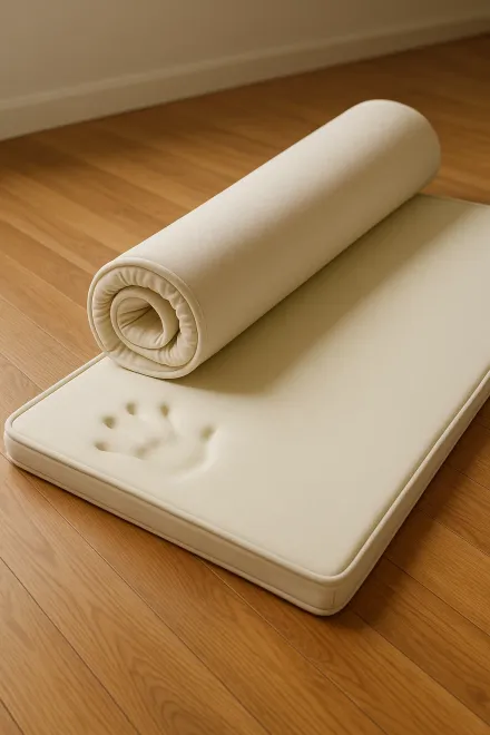Roll-up memory foam mat for floor sleeping