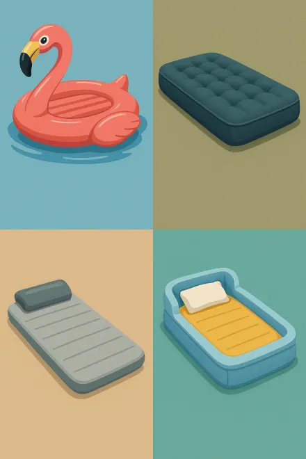 Diferentes tipos de colchonetas hinchables en piscina y camping