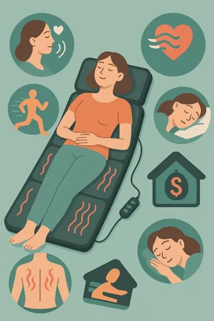 Person relaxing on a massage mat