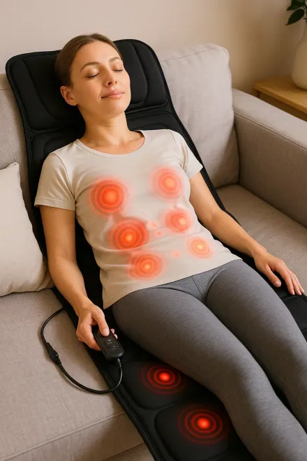 Massage mat with vibration and heat functions