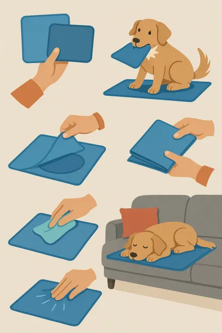 Size comparison of dog cooling mats