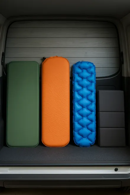 Types of camper mattresses in different materials