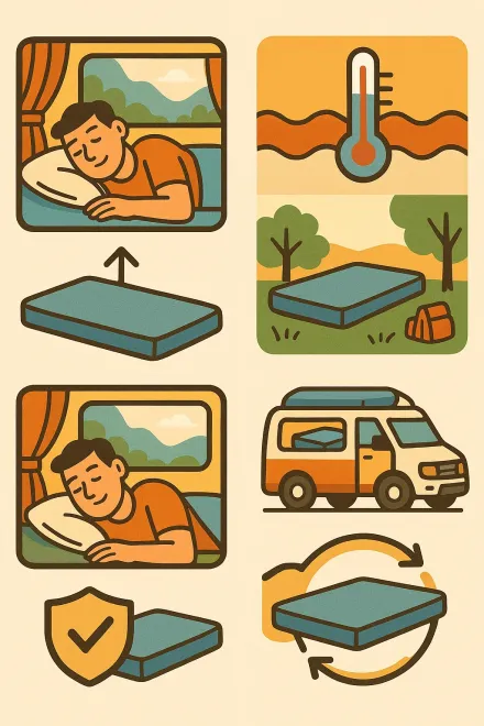 Person resting on a camper mattress